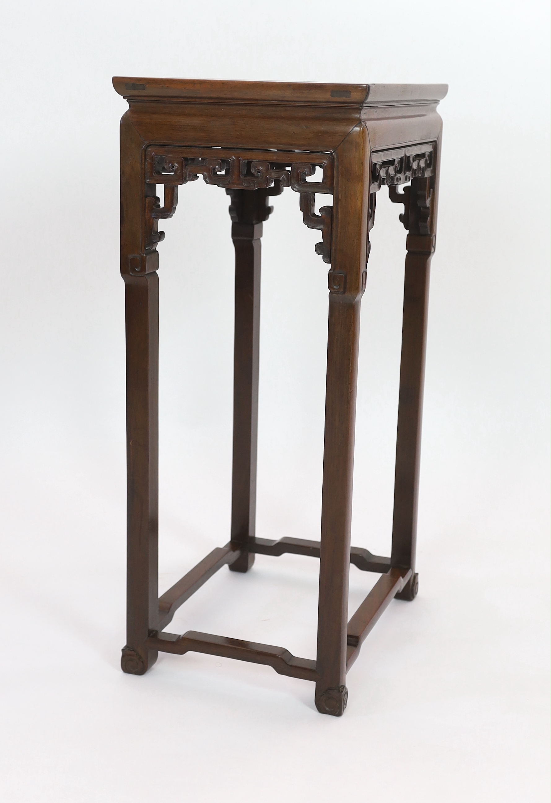 A Chinese Ming style hongmu jardiniere stand, 19th century